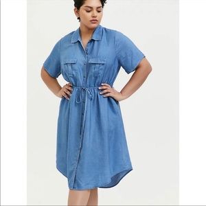 torrid blue chambray button down dress